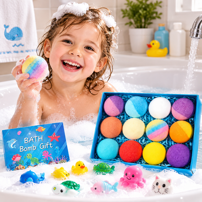 🔥 Natural Bath Bombs for Kids with Mega Bubbles & Surprise Inside🫧12 pcs[1 Box]