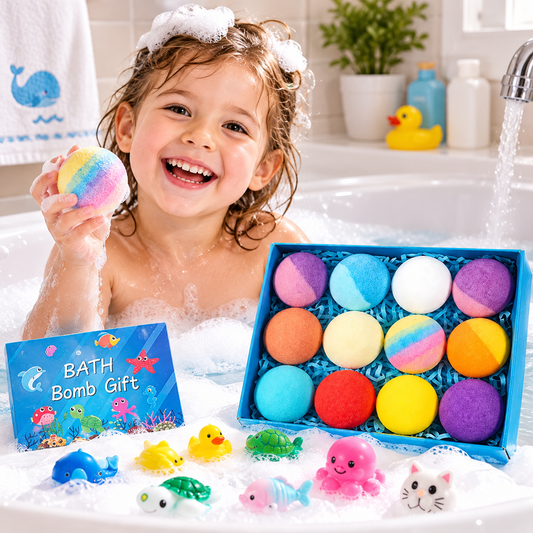 🔥 Natural Bath Bombs for Kids with Mega Bubbles & Surprise Inside🫧12 pcs[1 Box]