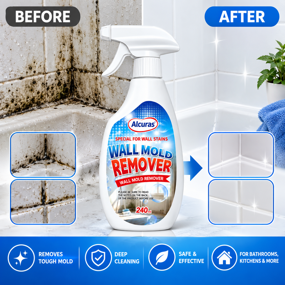 Alcuras® Fast Acting Anti-Mold Wall Cleaner Spray