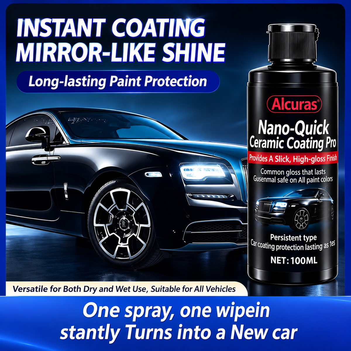 Instant mirror-like shine ceramic coating