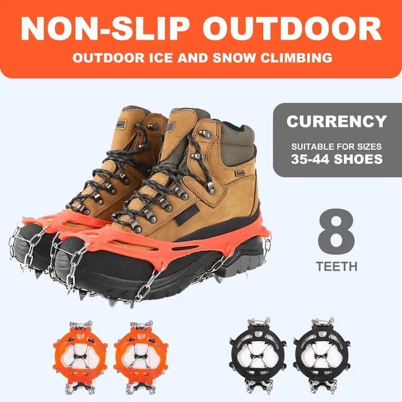 Ice Cleats for Shoes and Boots, Lightweight Crampons Anti-Slip Traction Snow Grips for Walking, Daily Commuting, Hiking Outdoor Winter Use for Men Women One size fits all