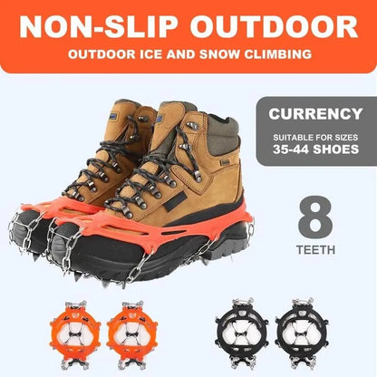 Ice Cleats for Shoes and Boots, Lightweight Crampons Anti-Slip Traction Snow Grips for Walking, Daily Commuting, Hiking Outdoor Winter Use for Men Women One size fits all