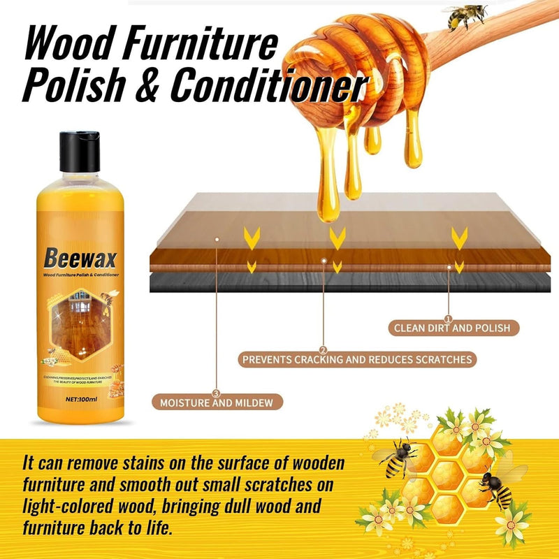 Beeswax wood polish and conditioner illustration