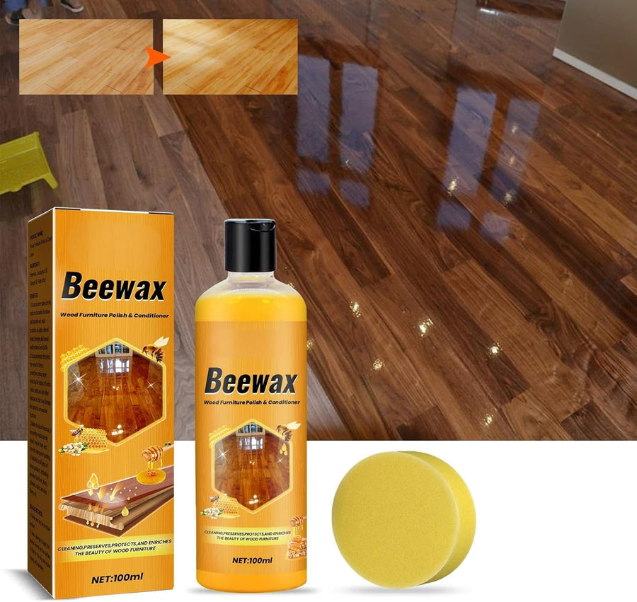 Beeswax cleaner with a polished wooden floor
