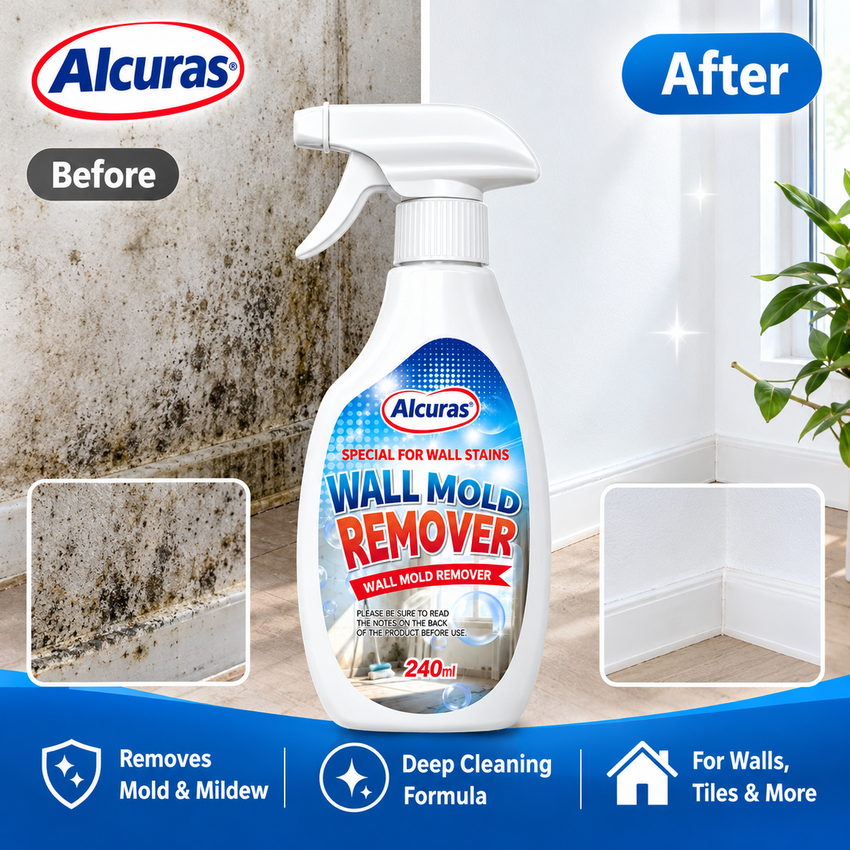 Alcuras® Fast Acting Anti-Mold Wall Cleaner Spray