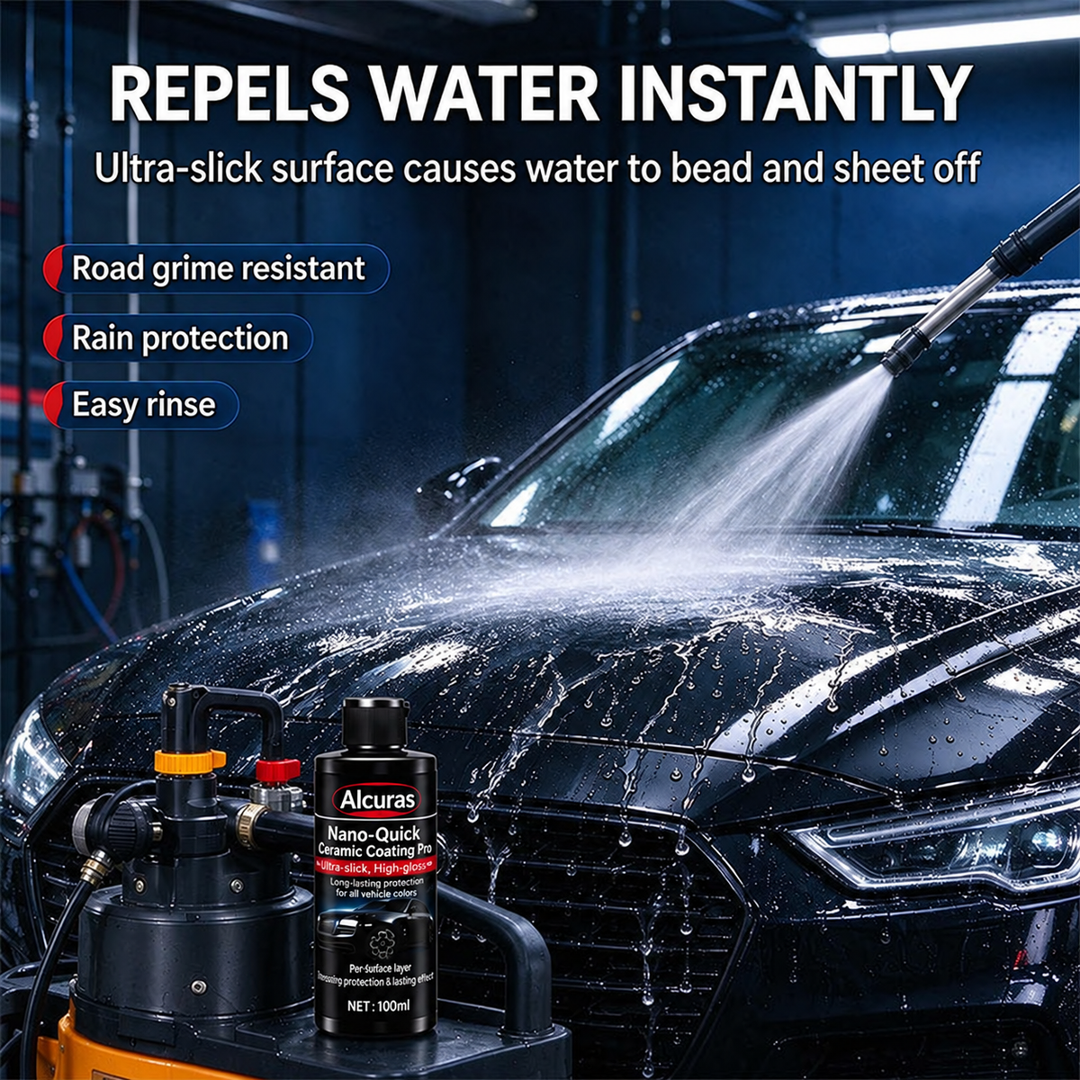 Hydrophobic ceramic coating water repellency