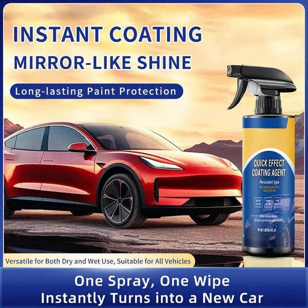 Car paint spray coating product with a glossy red car