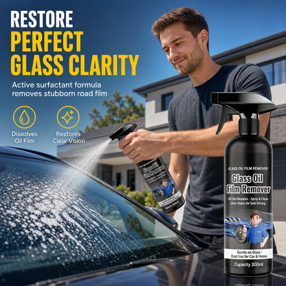 ⏳Time-Limited Special ⏰Car Glass Oil Film Remover Spray Powerful Windshield Decontamination and Bug Residue Cleaner for Clear Driving Vision