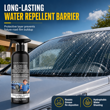 ⏳Time-Limited Special ⏰Car Glass Oil Film Remover Spray Powerful Windshield Decontamination and Bug Residue Cleaner for Clear Driving Vision