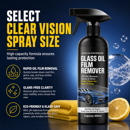 ⏳Time-Limited Special ⏰Car Glass Oil Film Remover Spray Powerful Windshield Decontamination and Bug Residue Cleaner for Clear Driving Vision